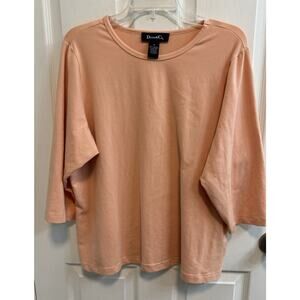 Denim Co 1X French Terry Lightweight Sweatshirt Orange Melon A69207 Preowned